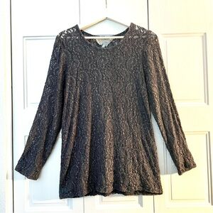 Italian Lace Sheer Women's Top - Gray - Small